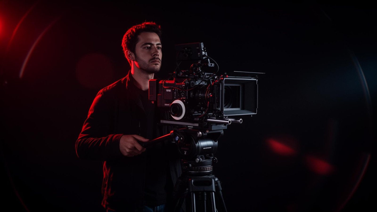 Videographer behind a cinema camera